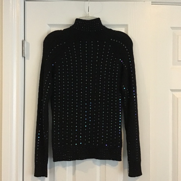 Black turtleneck sweater with sequins size S - Picture 4 of 7